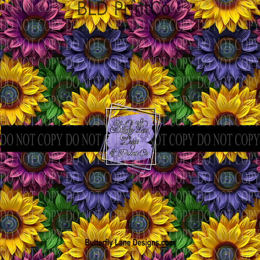 3D Effect Colorful  Sunflowers PV 592- Patterned Vinyl