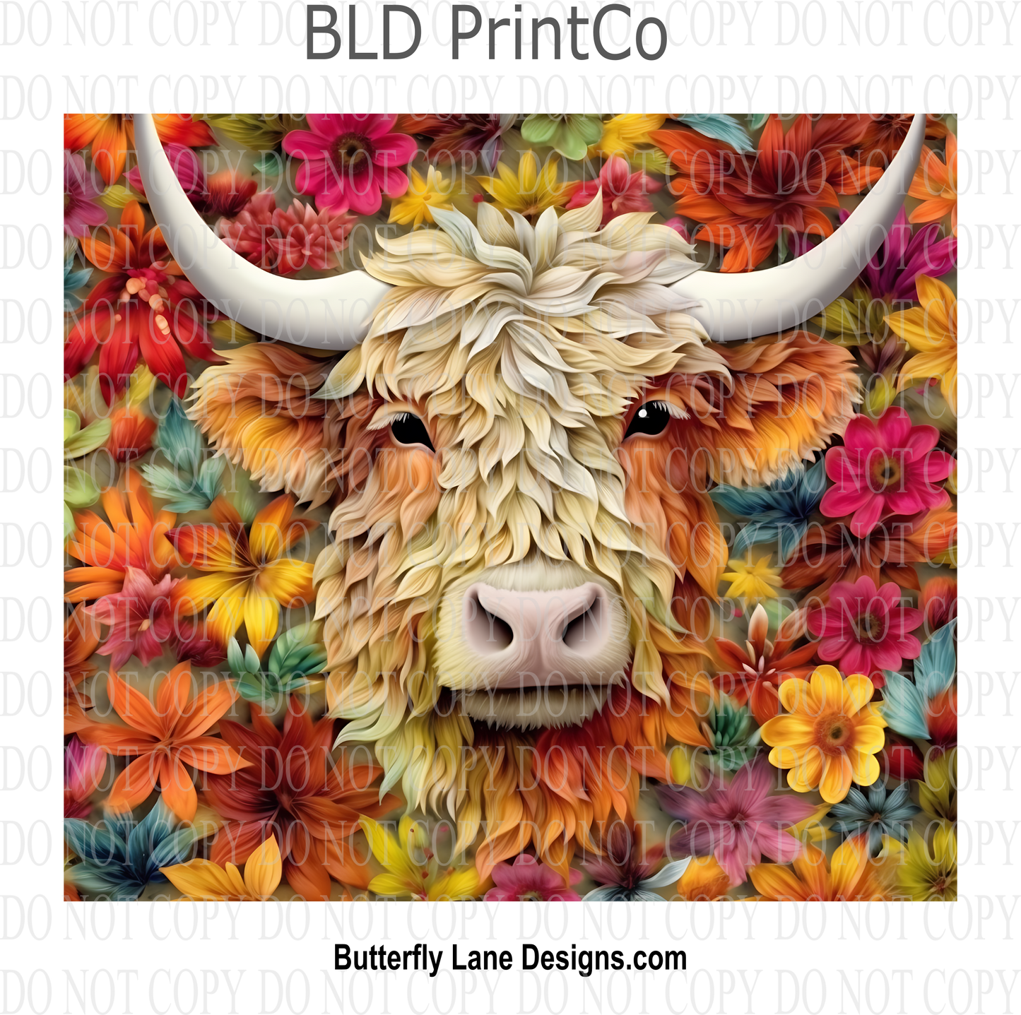 3D Effect Highland Cow 4 : Tumbler wrap