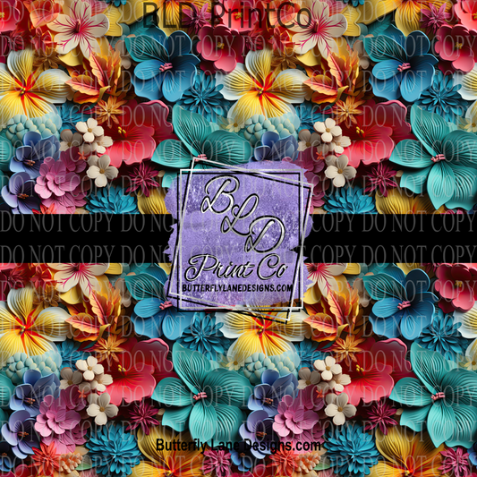 3D Tropical Florals PV 1075  ::  Patterned Vinyl