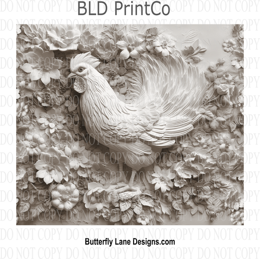 3D effect Rooster 005 : Tumbler wrap