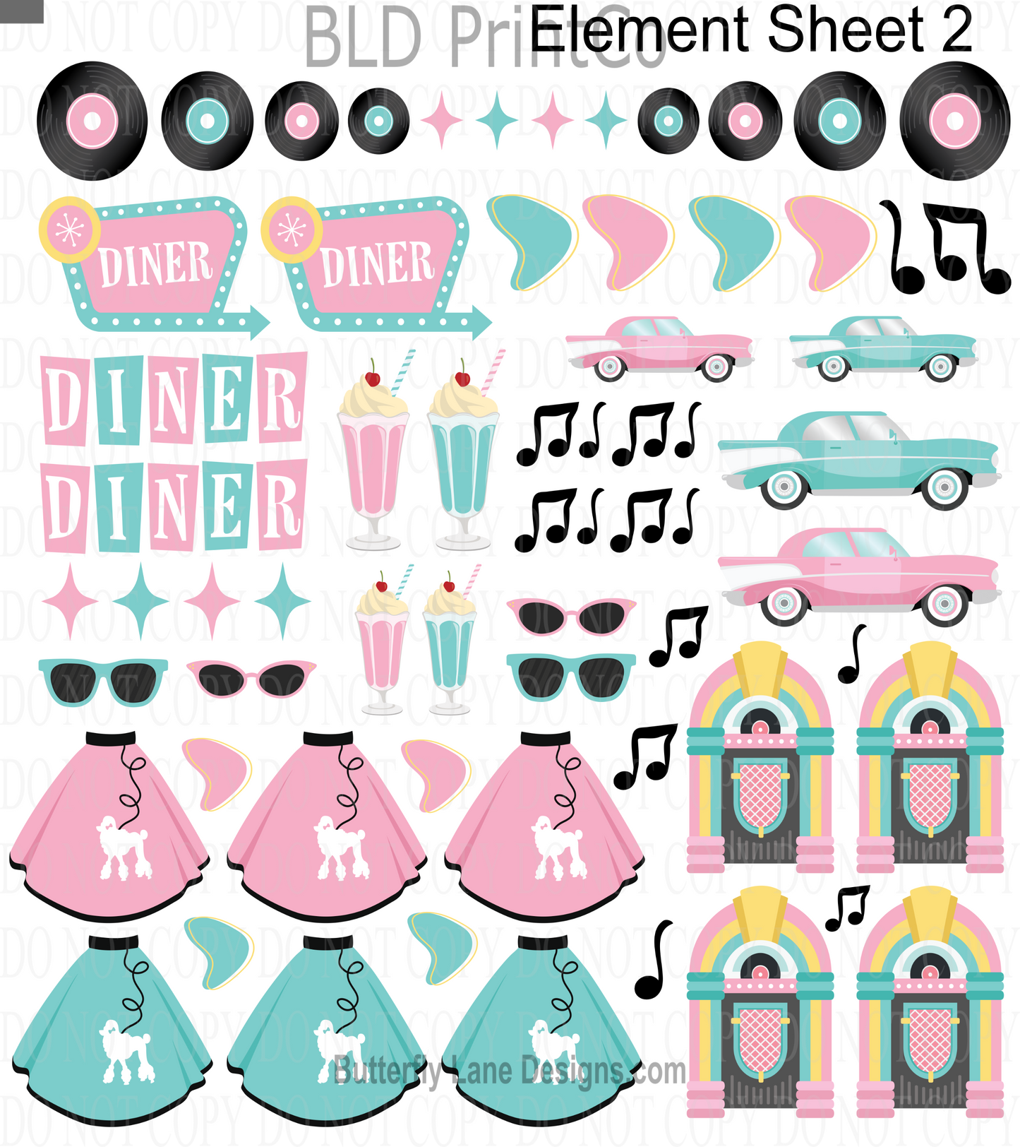 1950s Diner Theme Bundle - UVDTF