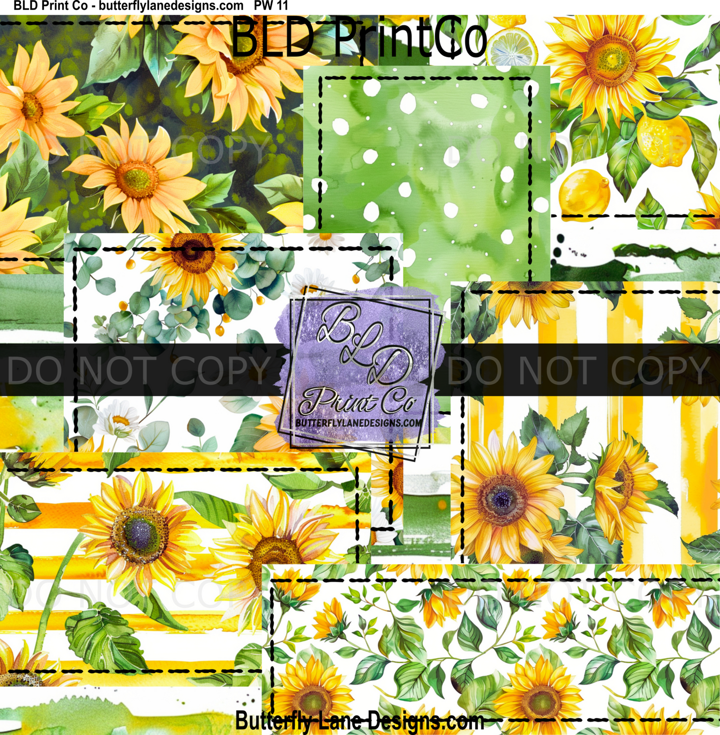Sunflower patchwork 7-black stitching BLD - PW11
