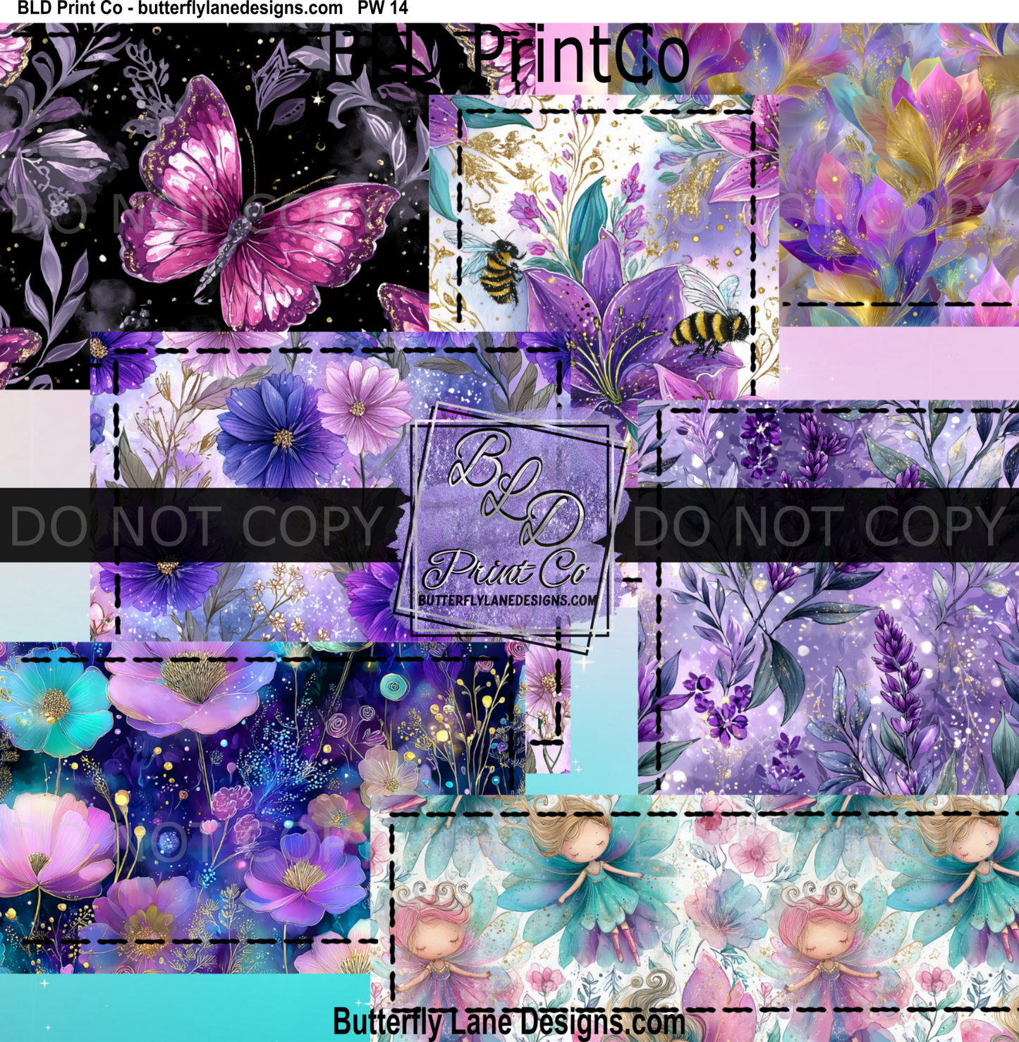 Purple Florals Spring patchwork BLD - PW14