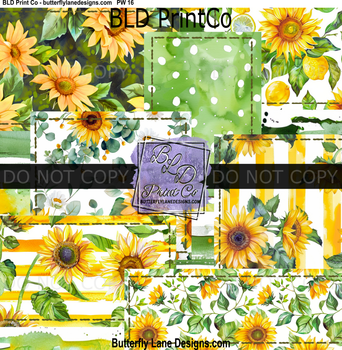 Sunflower patchwork -brown stitching BLD - PW16