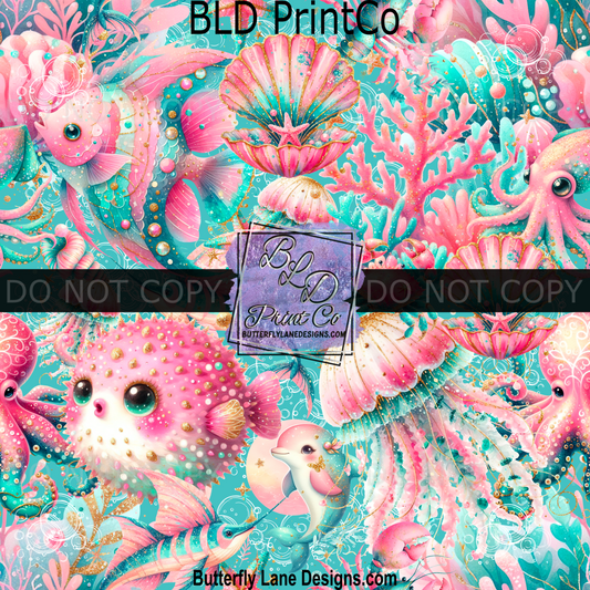 Turquoise & Bubbles Cute Ocean life  BPV110