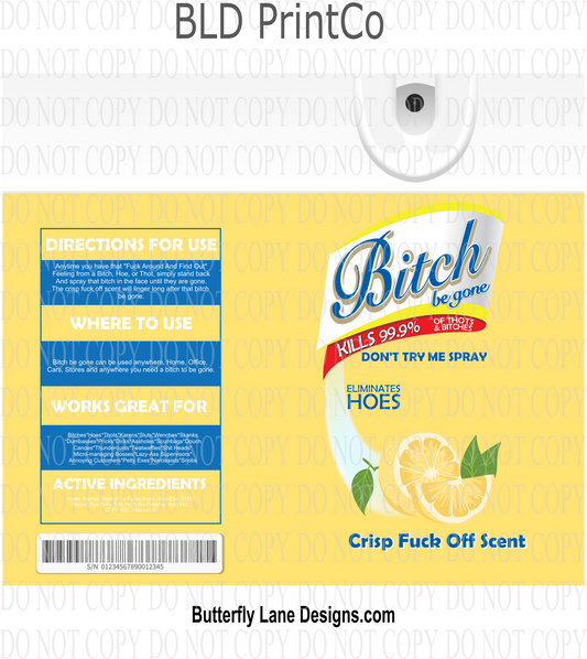 Bitch Be gone-Yellow-Adult themed wrap :: Tumbler wrap