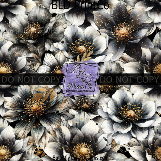 Black-white & Gold florals BPV-111