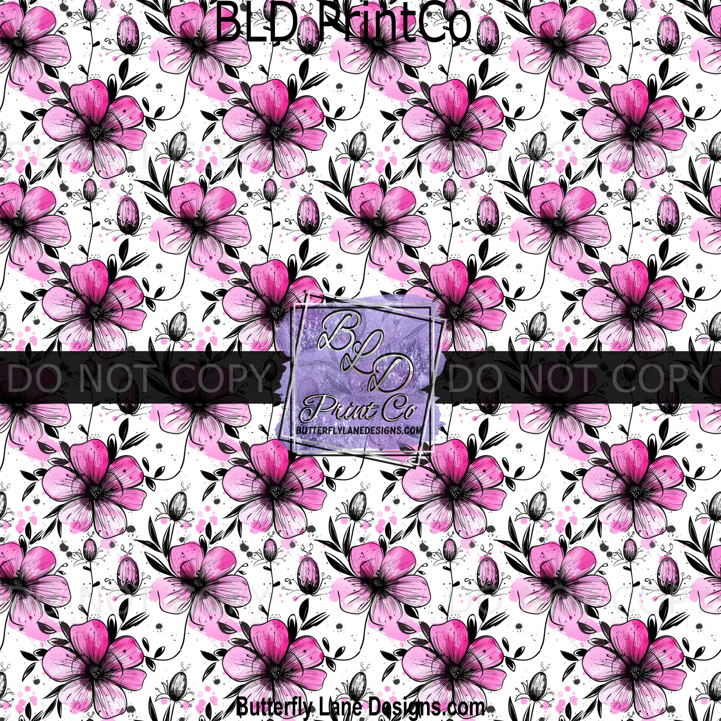 Black and hot pink florals PV 1255