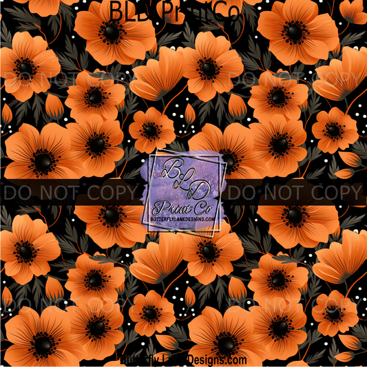 Black and orange floral PV 1642