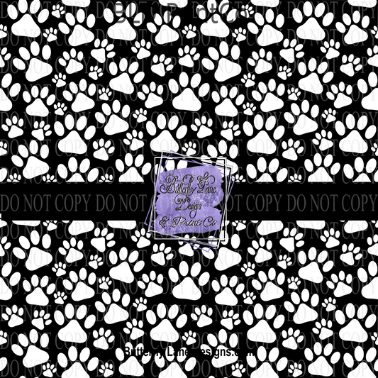 Black and white  Paw Prints   PV 646 Patterned Vinyl