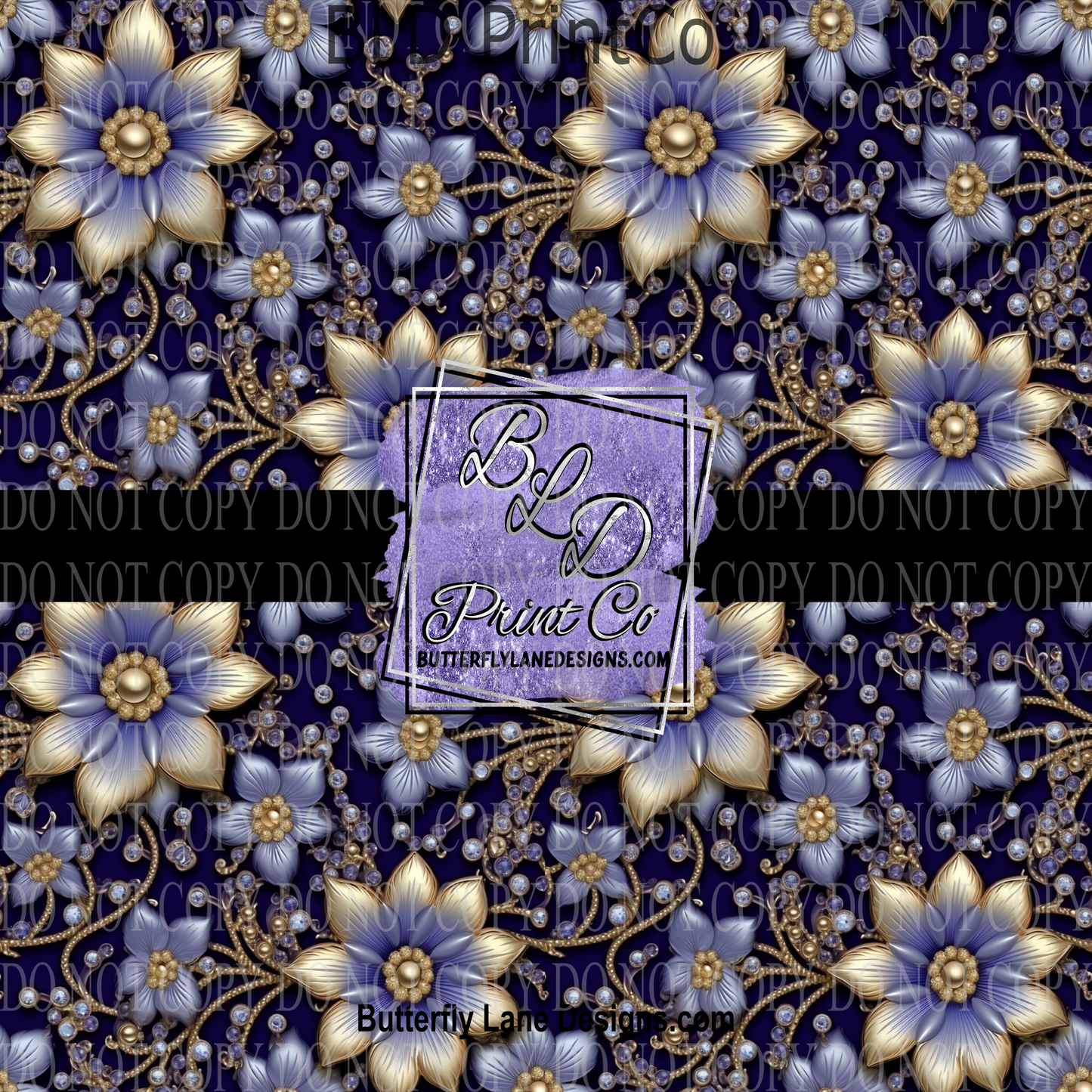 Blue-Purple Royal Florals -  PV 800  Patterned Vinyl