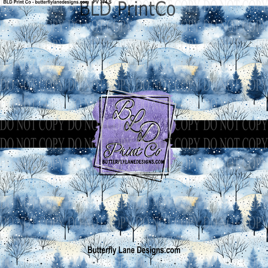 Blue Winter-trees - PV 774   Patterned Vinyl