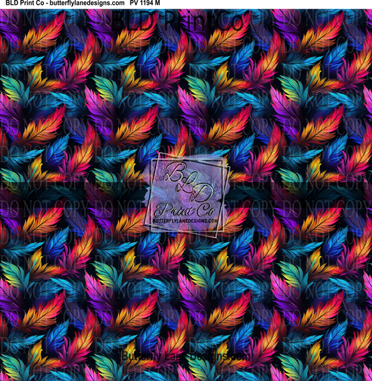 Bright Neon Feathers PV 1194   ::  Patterned Vinyl