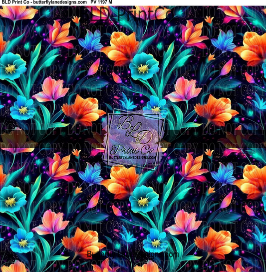 Bright Neon Florals PV 1197   ::  Patterned Vinyl