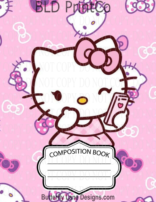 Cute Kitty Phone | Composition Notebook Cover | C103