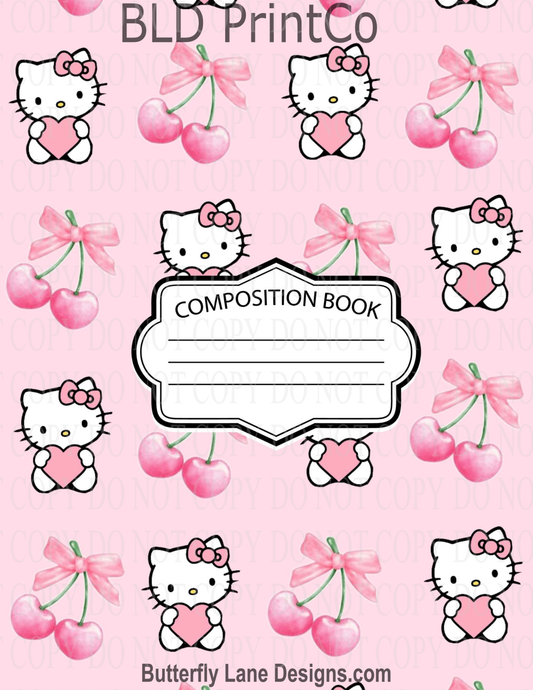 Cute Kitty Cherries | Composition Notebook Cover | C104
