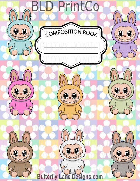 Colorful Monster Bunnies | Composition Notebook Cover | C108