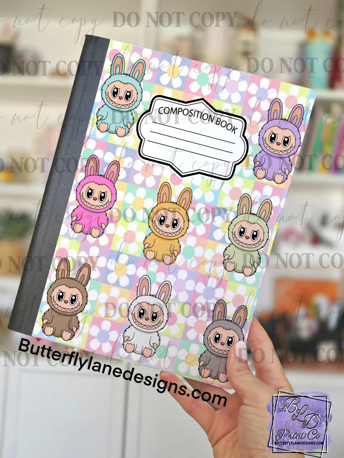 Colorful Monster Bunnies | Composition Notebook Cover | C108