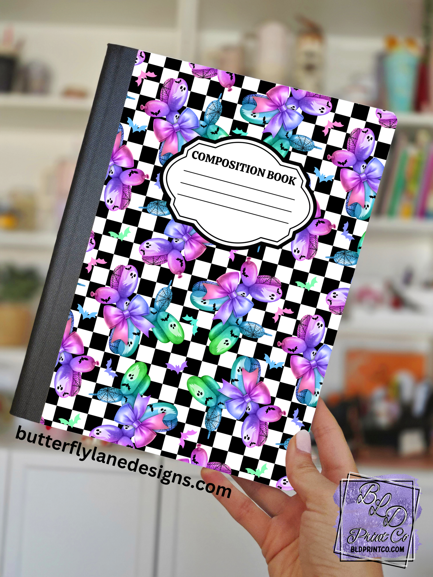 Spooky Balloon Bows | Composition Notebook Cover | C112