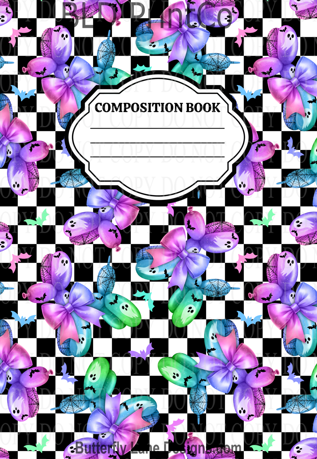 Spooky Balloon Bows | Composition Notebook Cover | C112