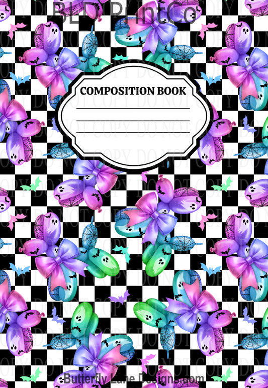 Spooky Balloon Bows | Composition Notebook Cover | C112