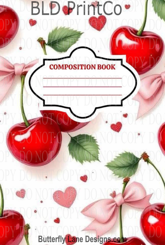Sweet Cherries & Hearts | Composition Notebook Cover | C118