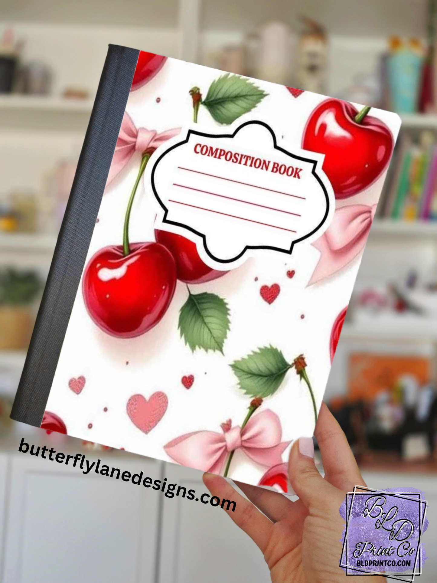 Sweet Cherries & Hearts | Composition Notebook Cover | C118