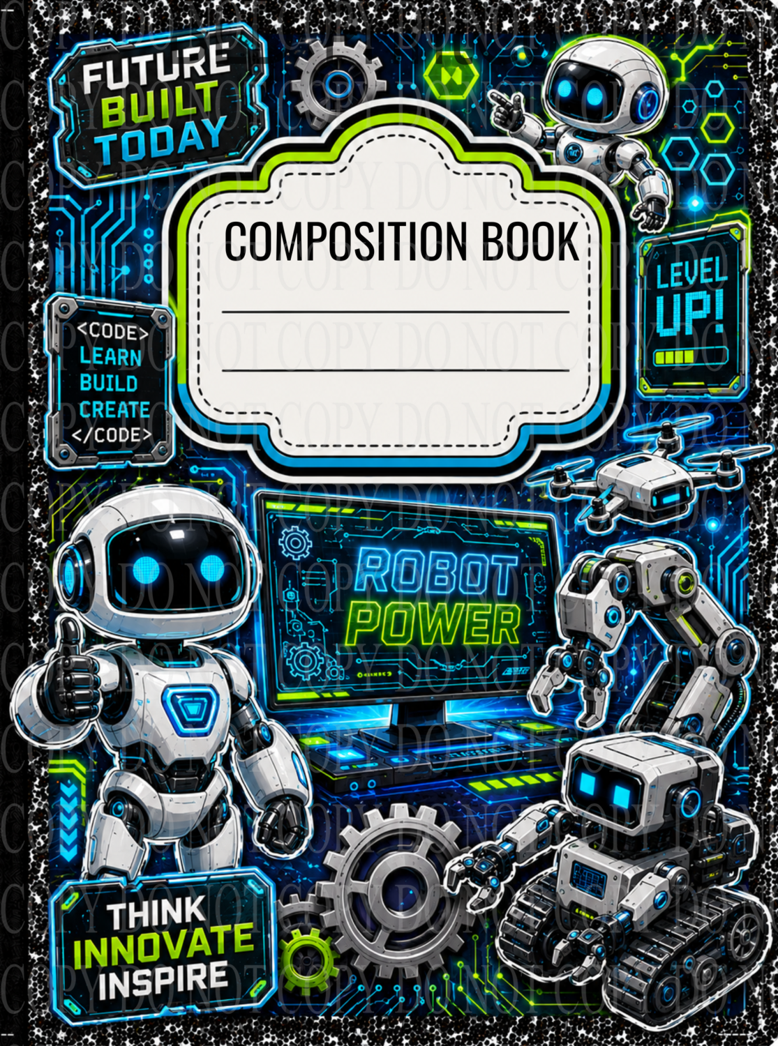 Robot Power Tech | Composition Notebook Cover | C121