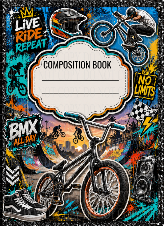 BMX Bike Stunt All Day | Composition Notebook Cover | C132