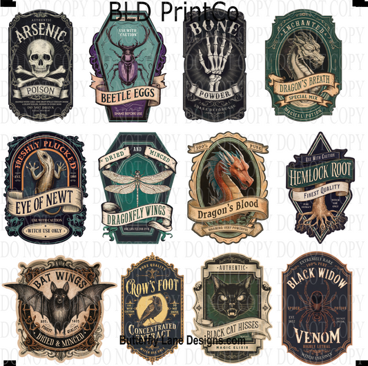 CAPS 13 Poison-Potions Labels-Set 1-