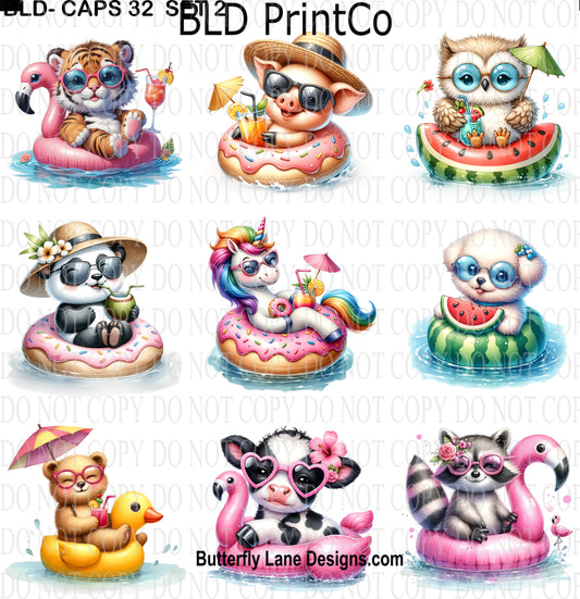 CAPS 32 Cute Animals in floaties- Set 2