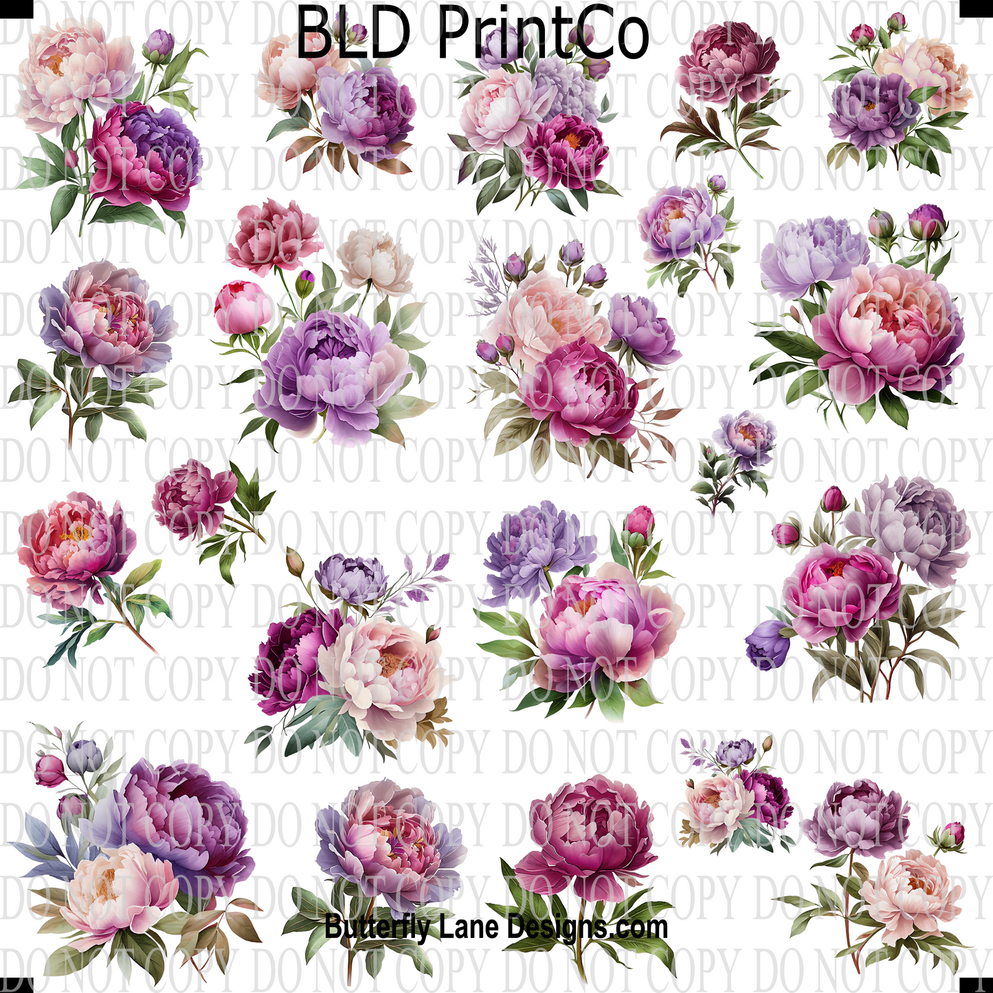 CAPS 40 Shades of Pink florals -UV DTF