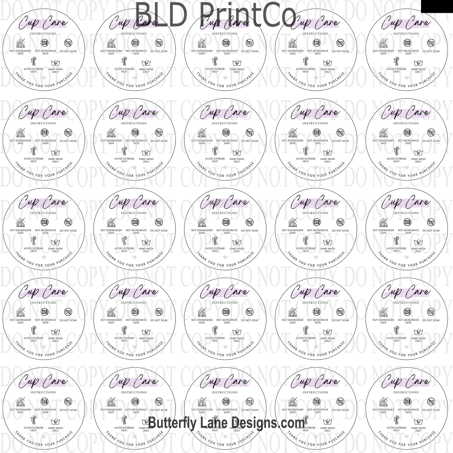 CAPS 53 Care Instructions- Purple Set 1 UV DTF