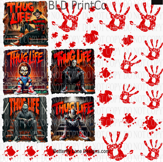 CAPS 54 Scary Movie Thug Life with blood elements  UV DTF