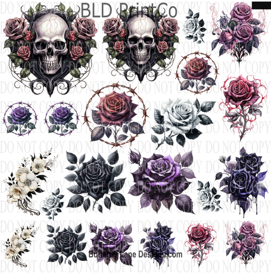 CAPS 63 Gothic Skull & Florals