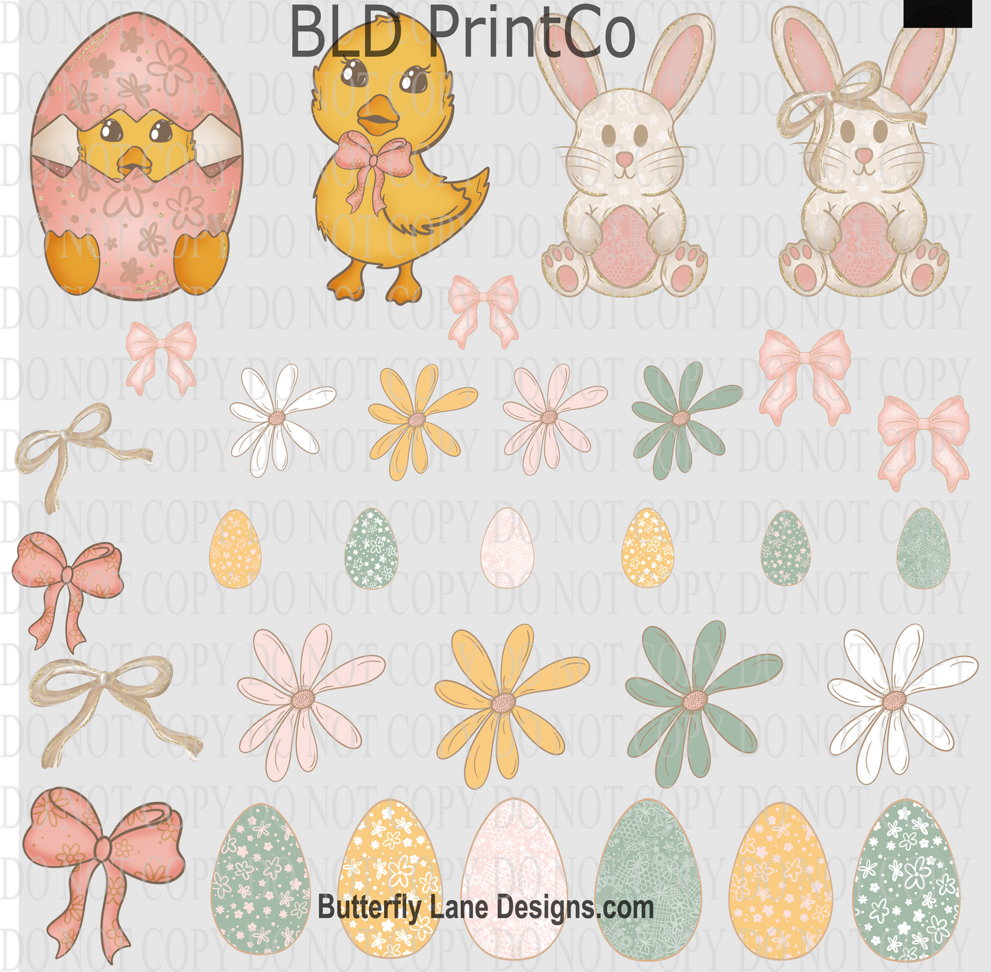 CAPS 72 Cute Muted Pastel Easter Hand drawn Elements