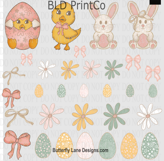 CAPS 72 Cute Muted Pastel Easter Hand drawn Elements