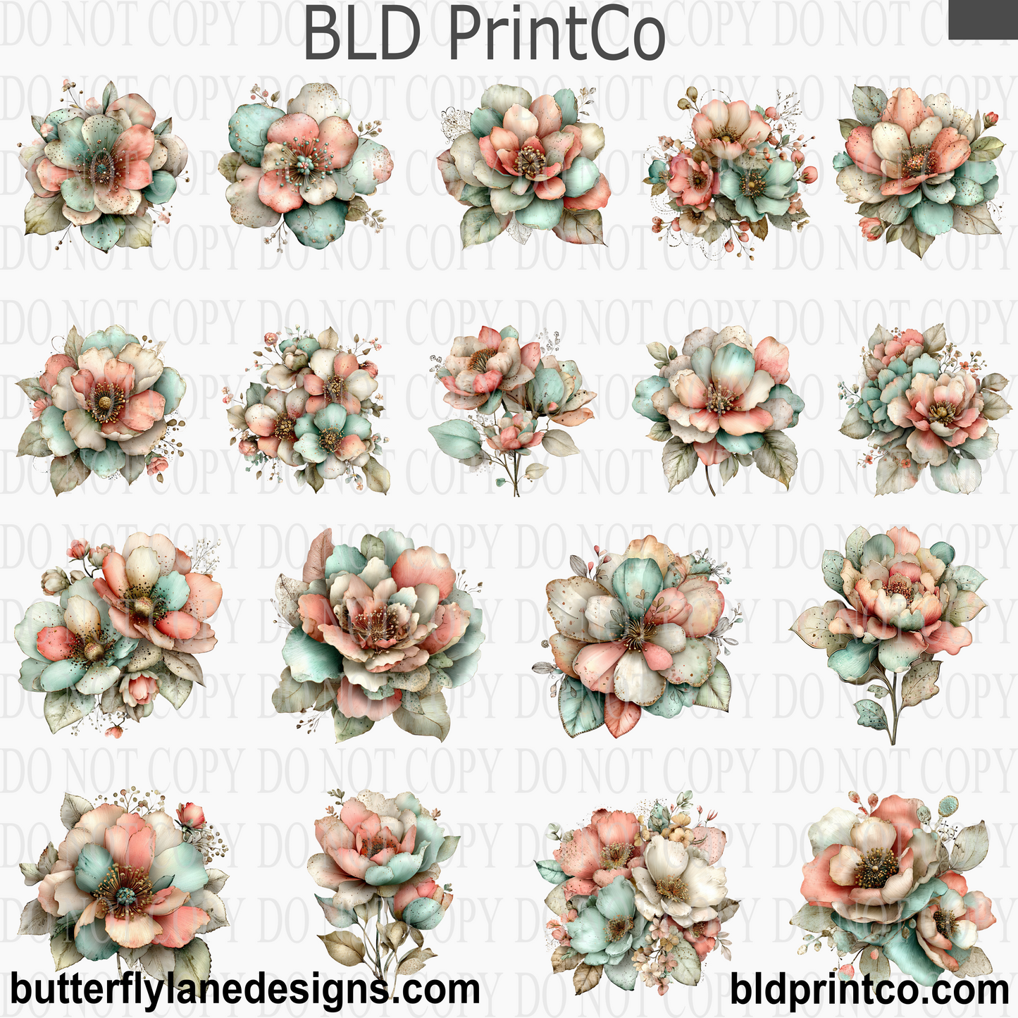 Whimsical Spring Flowers SET 2 | Vintage Floral Clusters | CAPS77