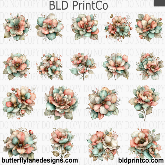 Whimsical Spring Flowers SET 2 | Vintage Floral Clusters | CAPS77