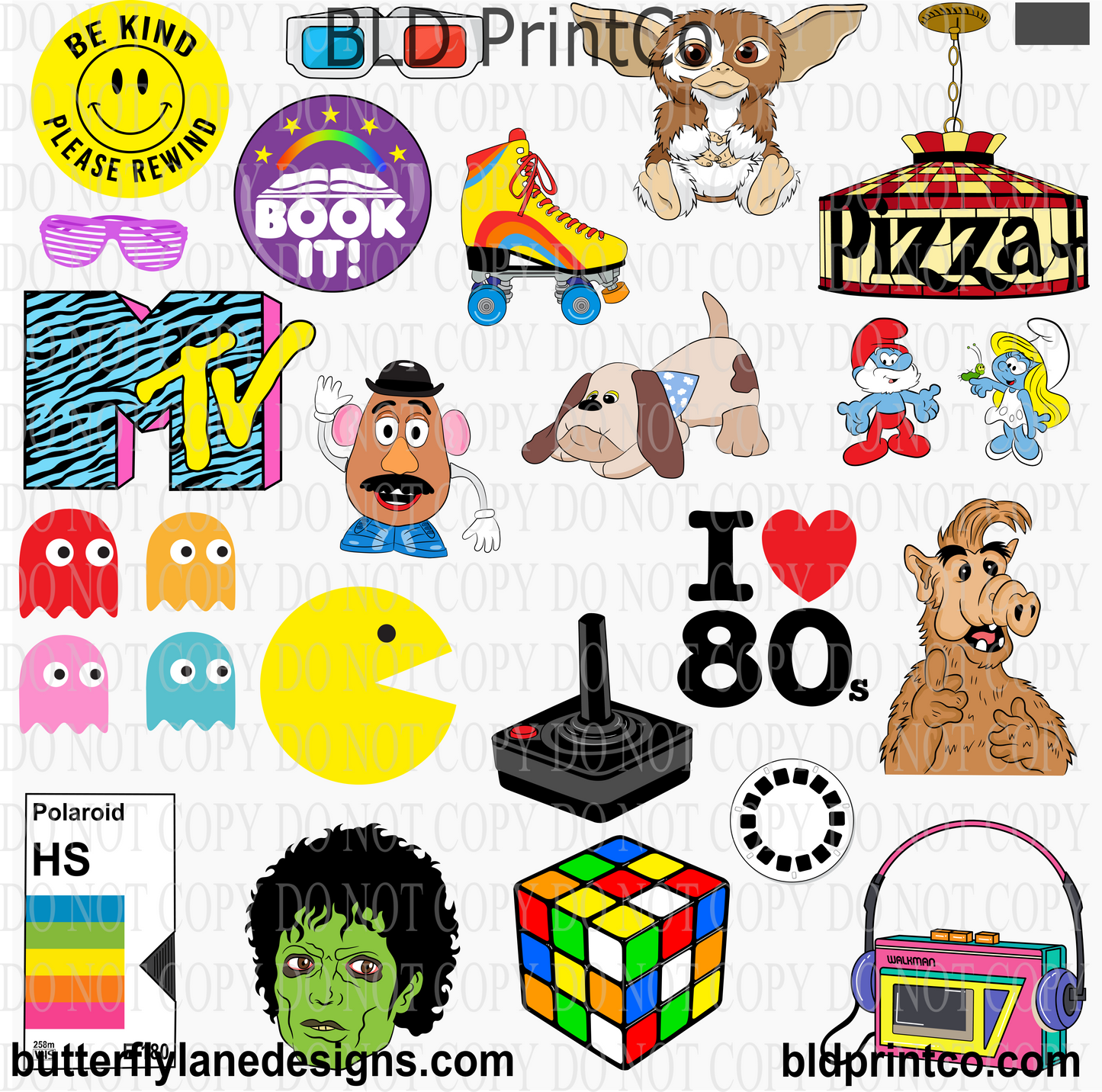 80s  Nostalgia Icons | Retro Pop Culture Elements | CAPS79-SET 1