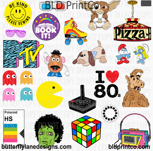 80s  Nostalgia Icons | Retro Pop Culture Elements | CAPS79-SET 1