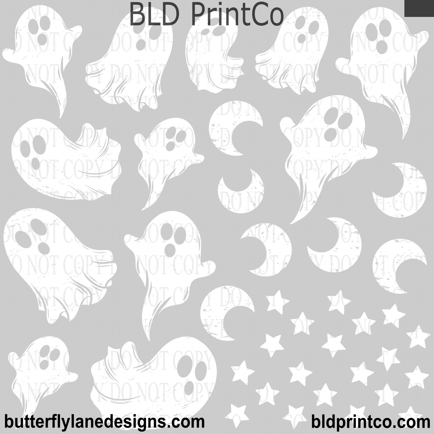 Ghost Halloween Elements | White Ghosts, Moons & Stars Sheet | CAPS 92
