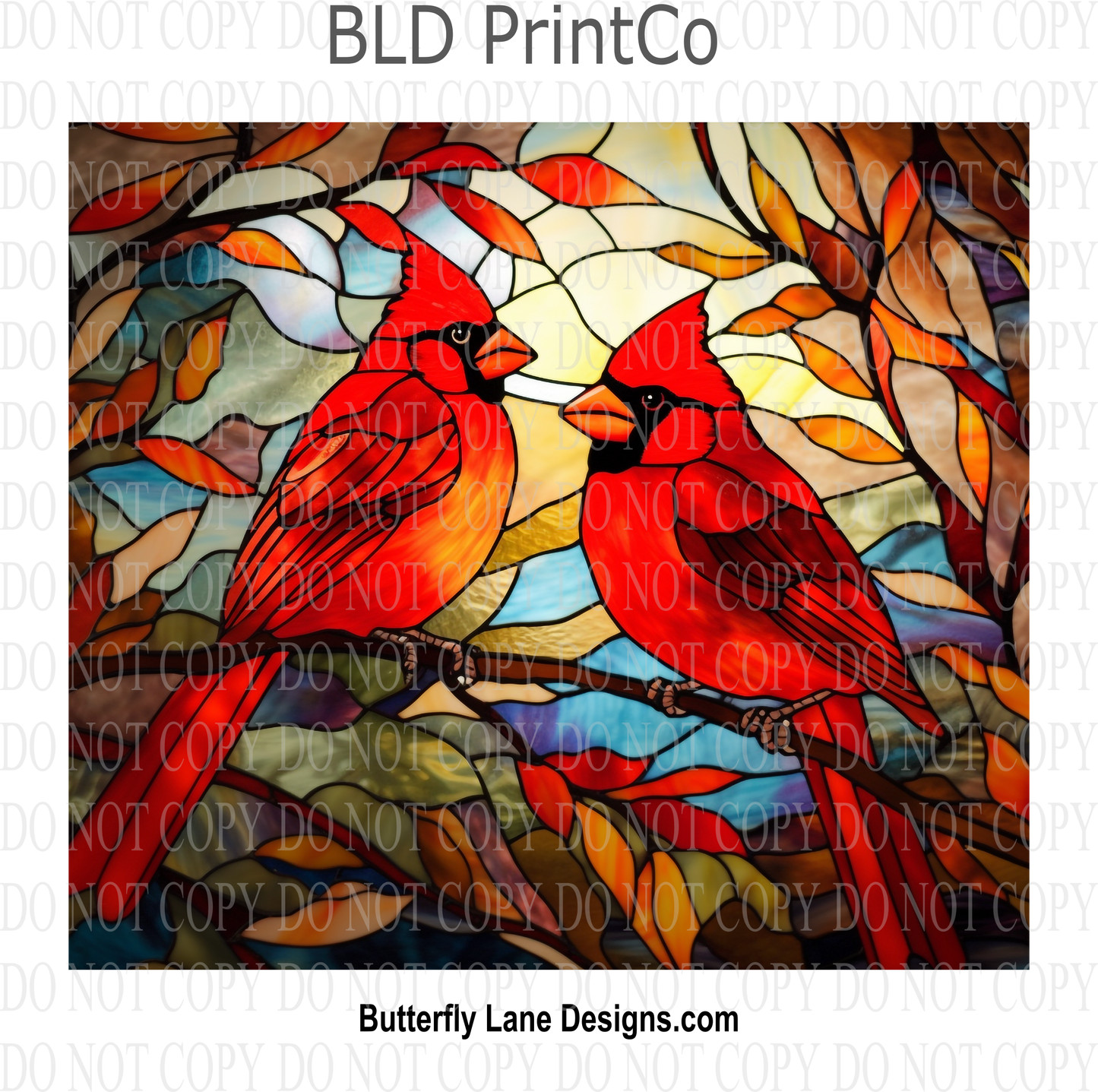 Cardinals- stained glass effect : Tumbler wrap W39