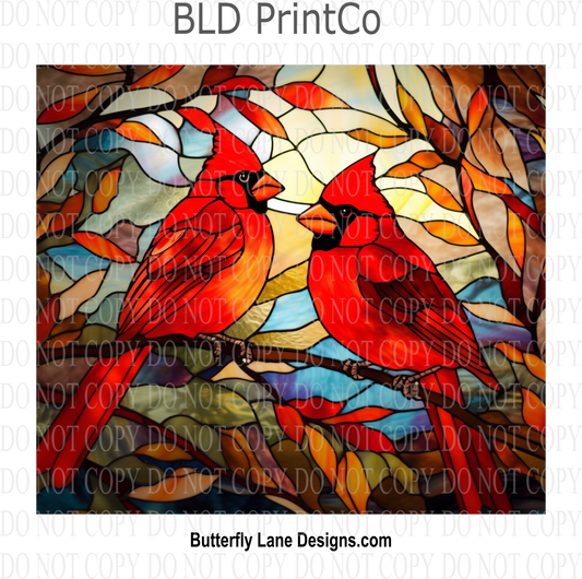 Cardinals- stained glass effect : Tumbler wrap W39