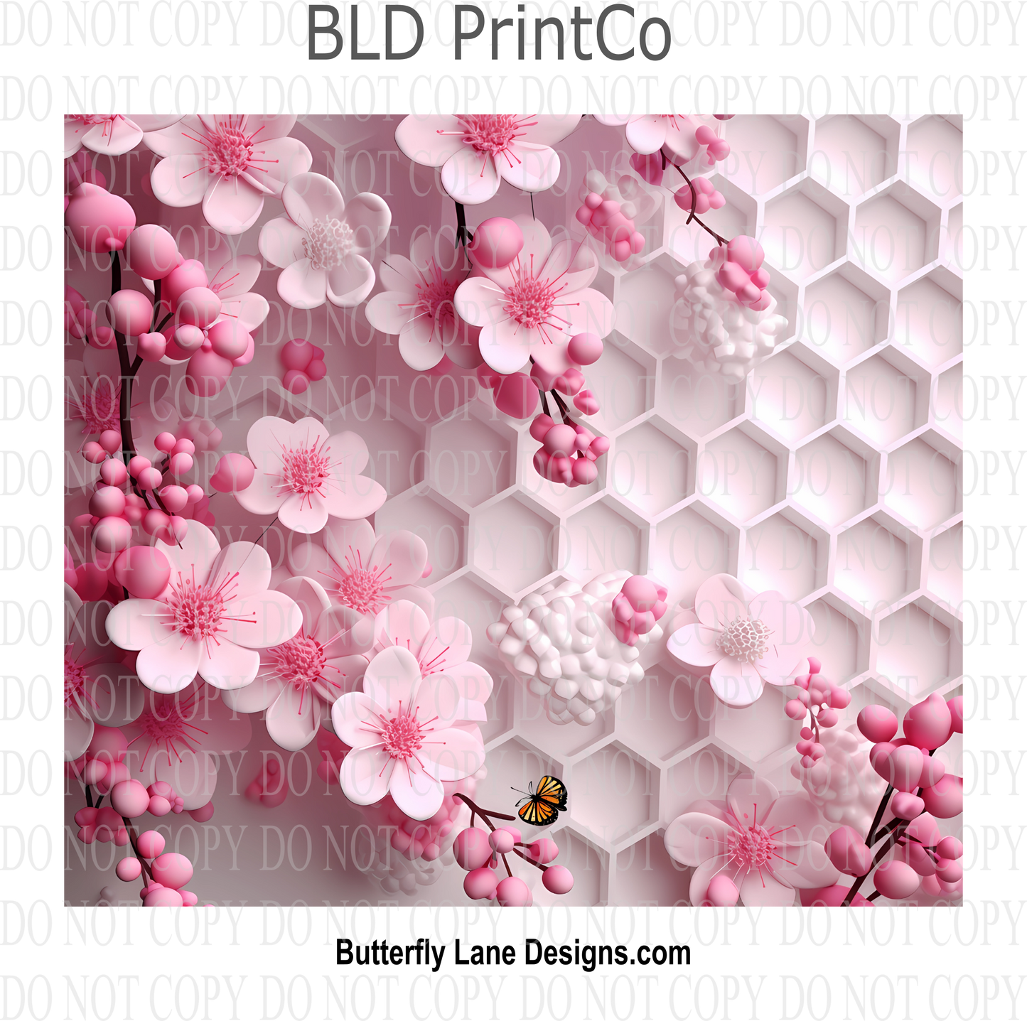 3D Effect Cherry Blossom honey comb : Tumbler wrap