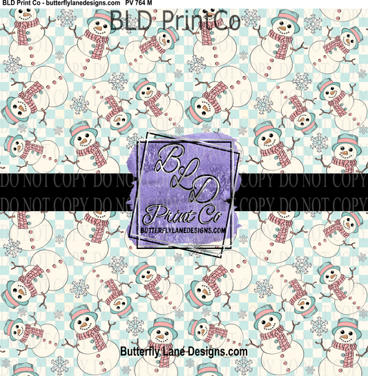 Christmas Snowman-Pink Scarf  - PV 764 M   Patterned Vinyl