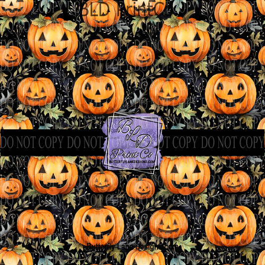 Cute Jack O' Lantern pumpkin patch   PV 709      Patterned Vinyl