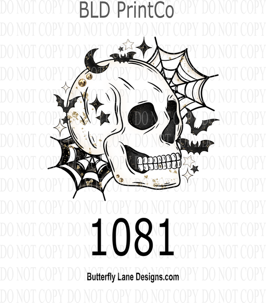 D 1081 Spooky Web Skull