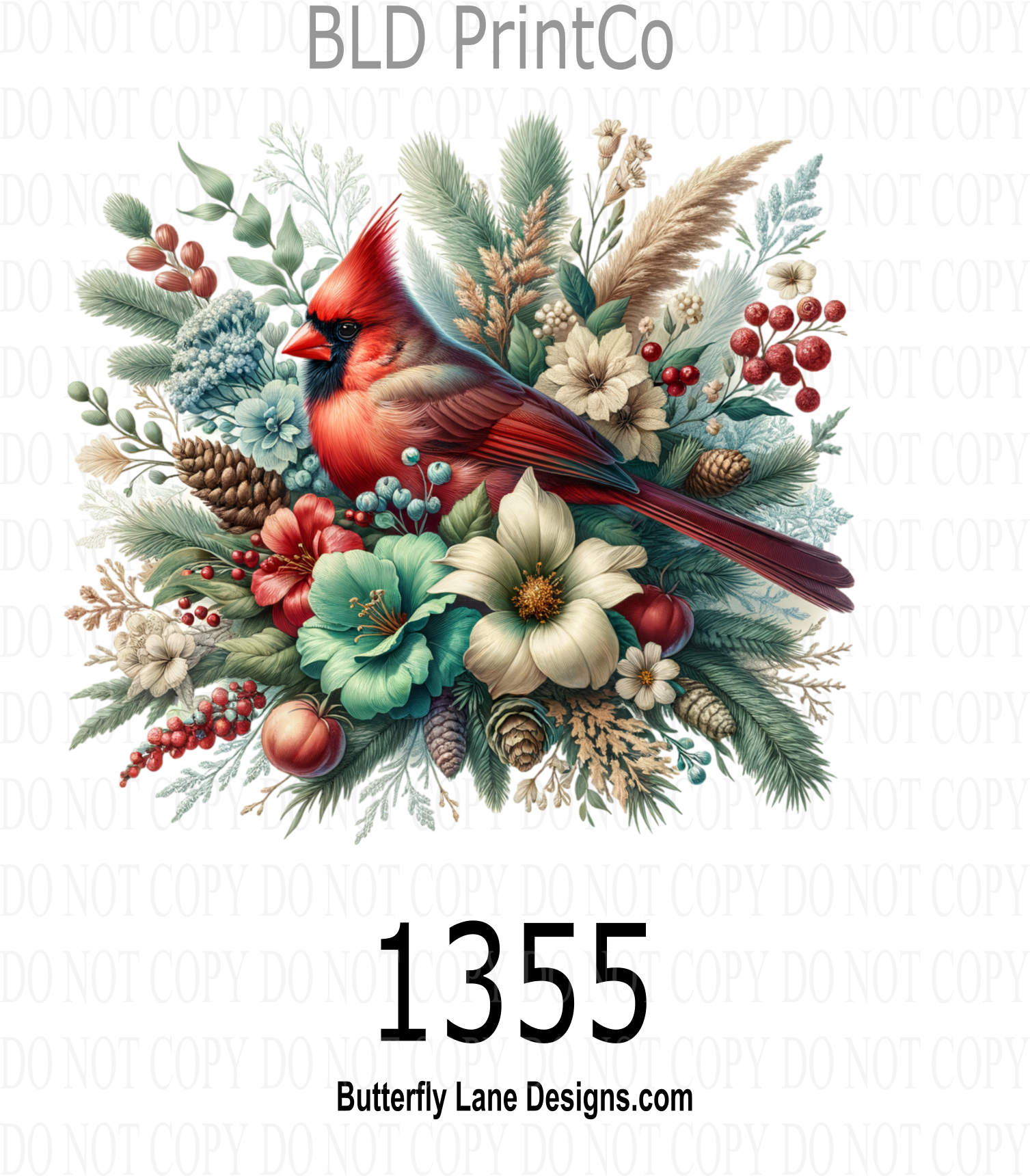 D1355 Winter Cardinal- Stained Glass effect – Butterfly Lane Designs