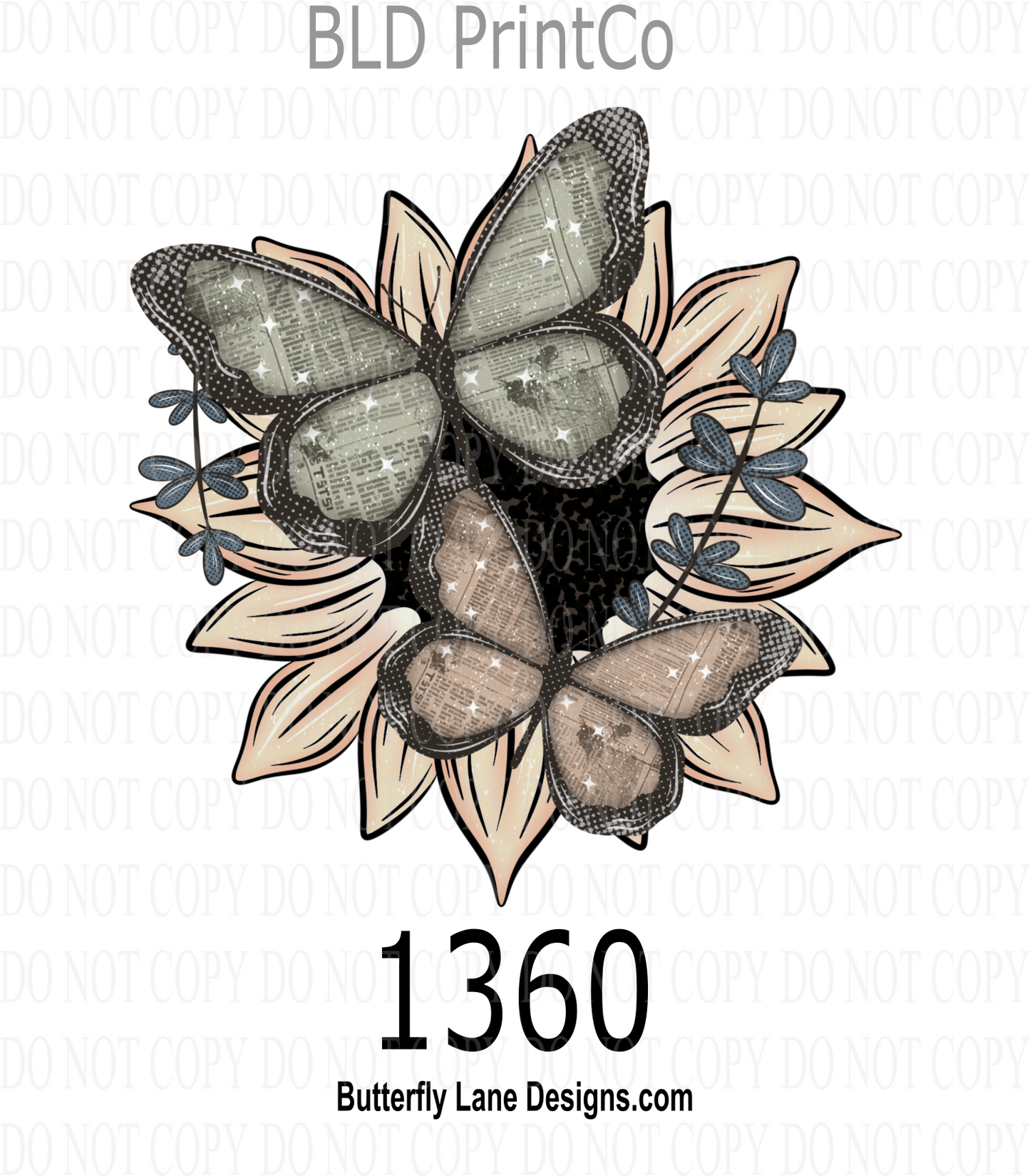 D1360 Boho Chic Butterfly Florals